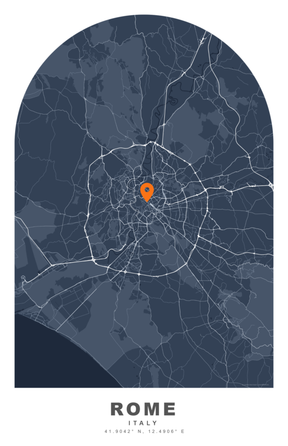 Arch top style map poster template