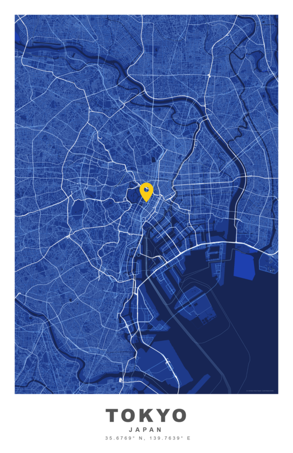 Blueprint style map poster