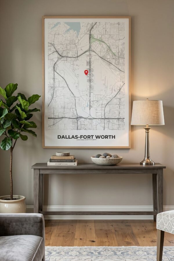 DALLAS-FORT_WORTH_map_wall_poster